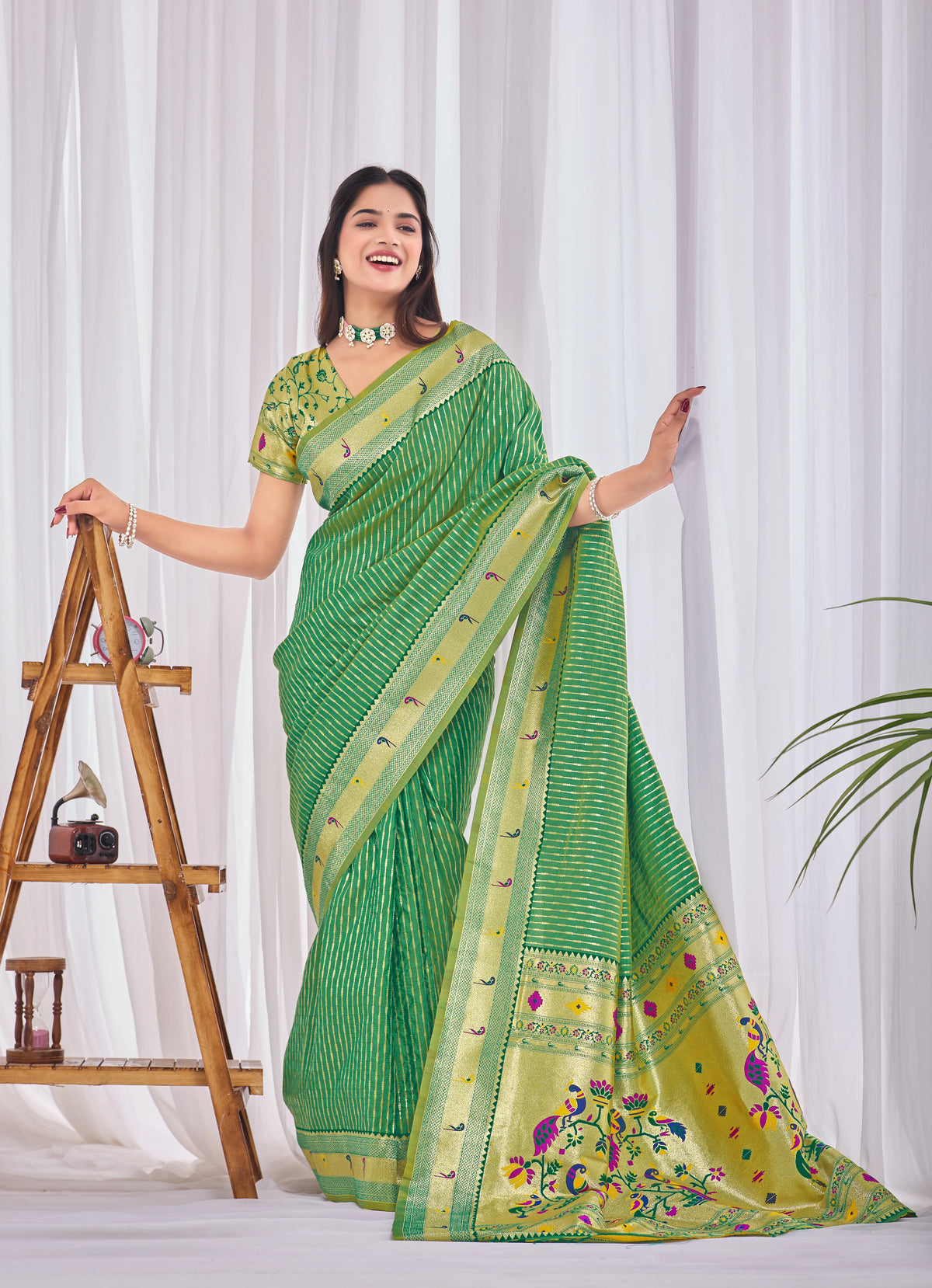 Bridal Peacock Zari Saree