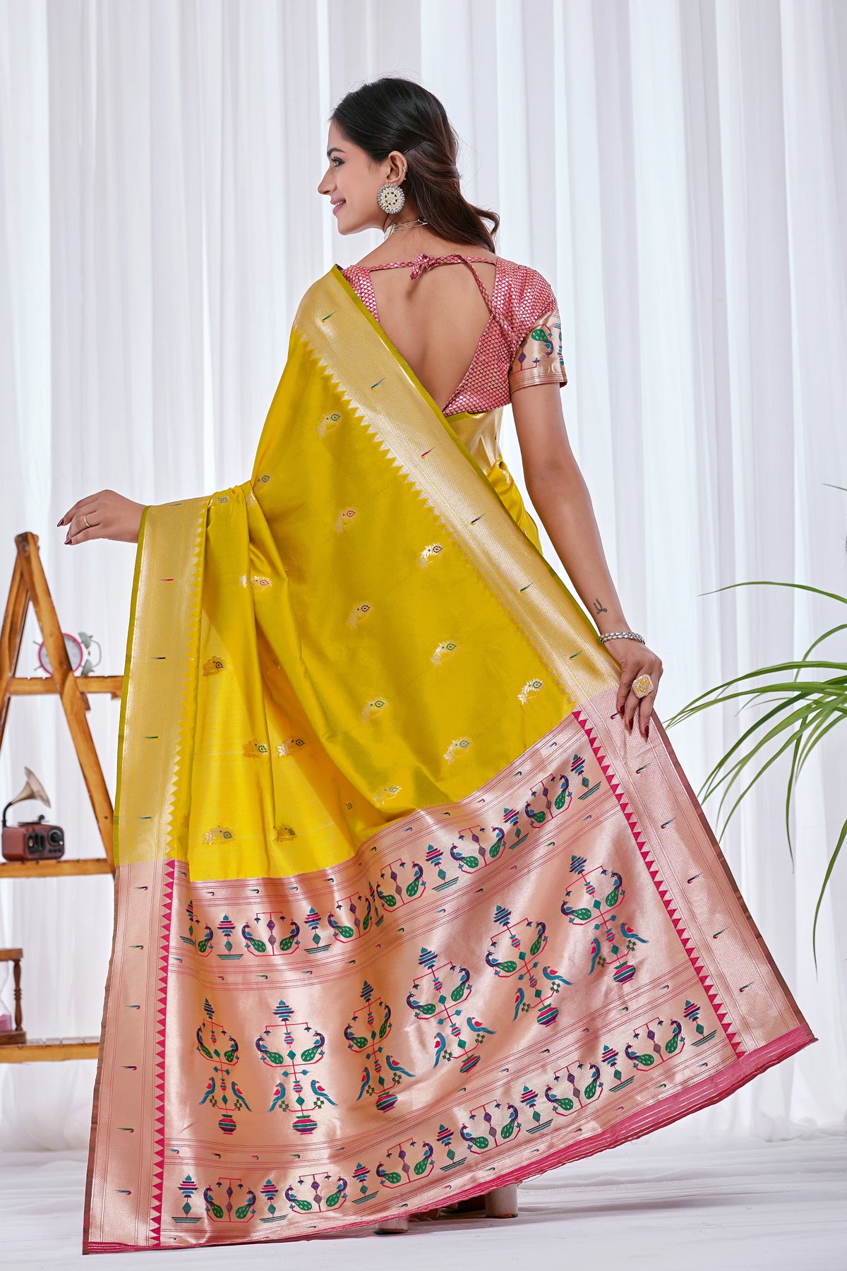 Golden Zari Woven Silk Saree