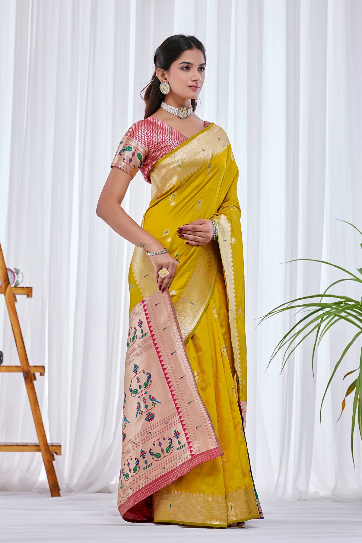 Golden Zari Woven Silk Saree