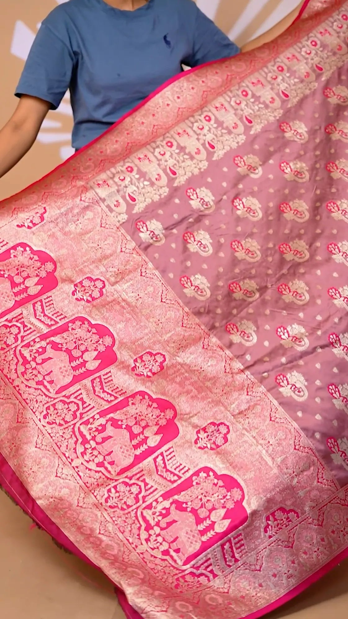 Maharani Heritage Pink Silk Saree