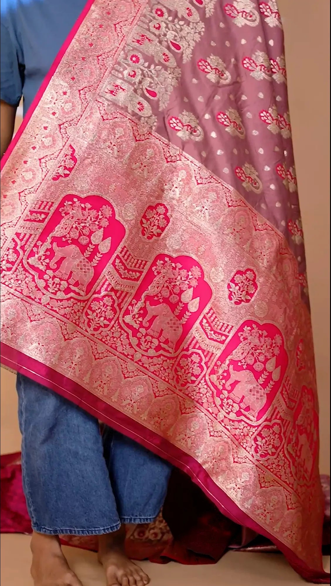 Maharani Heritage Pink Silk Saree
