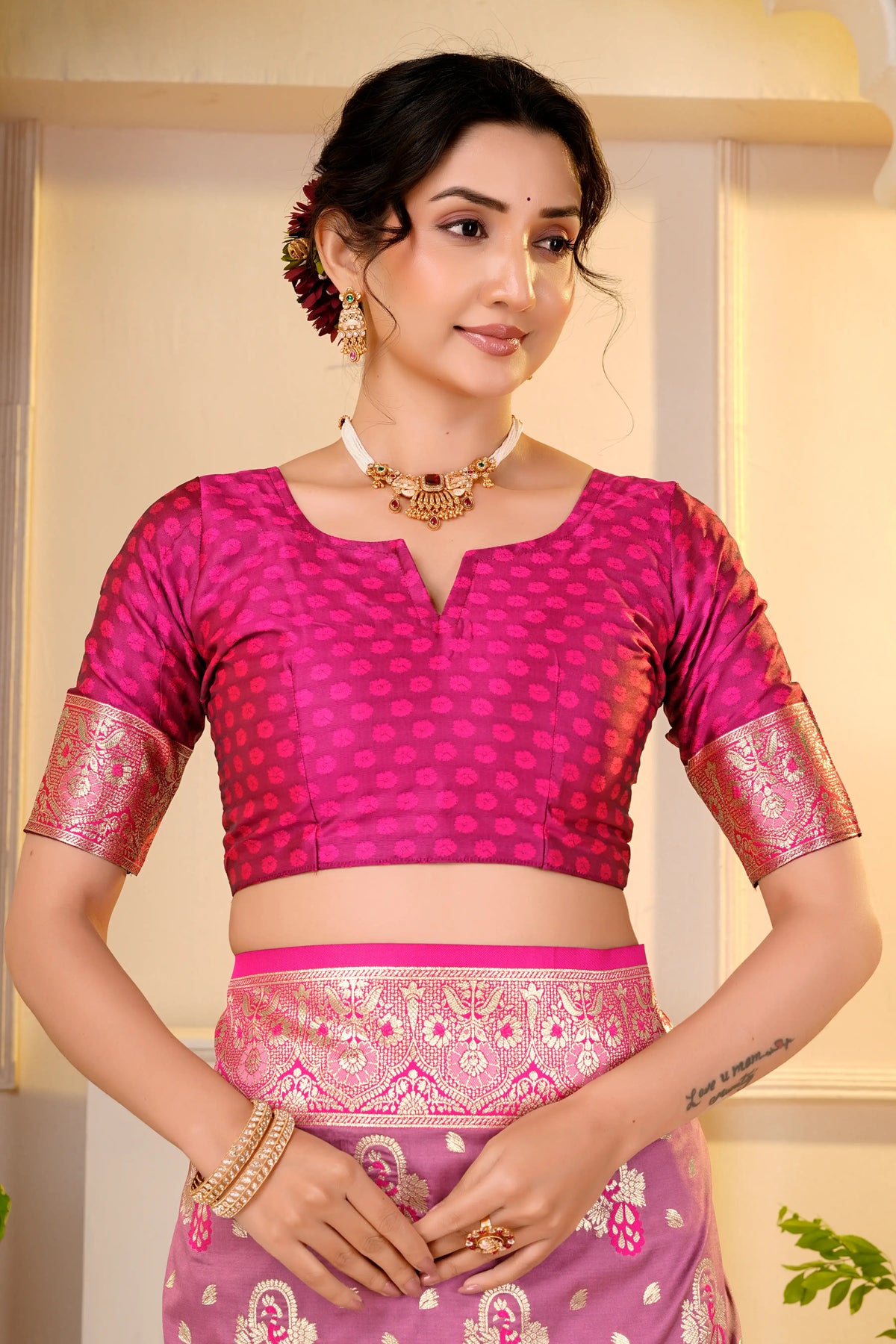 Maharani Heritage Pink Silk Saree