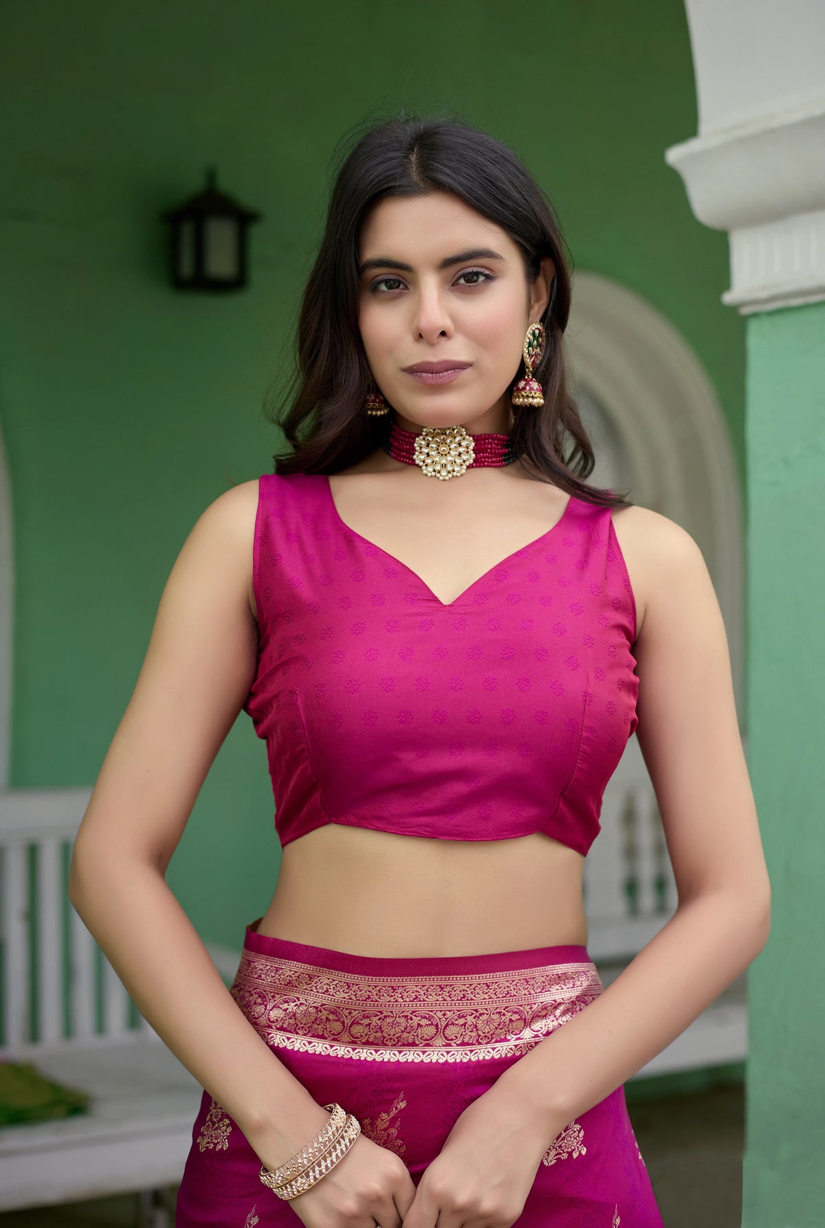 Royal Magenta Pink Golden Zari Banarasi Silk Saree