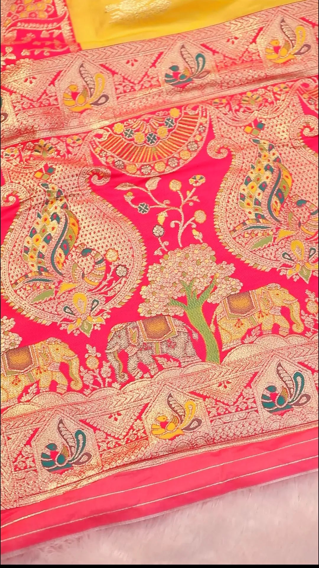 Varnika Yellow Pink Paithani Saree