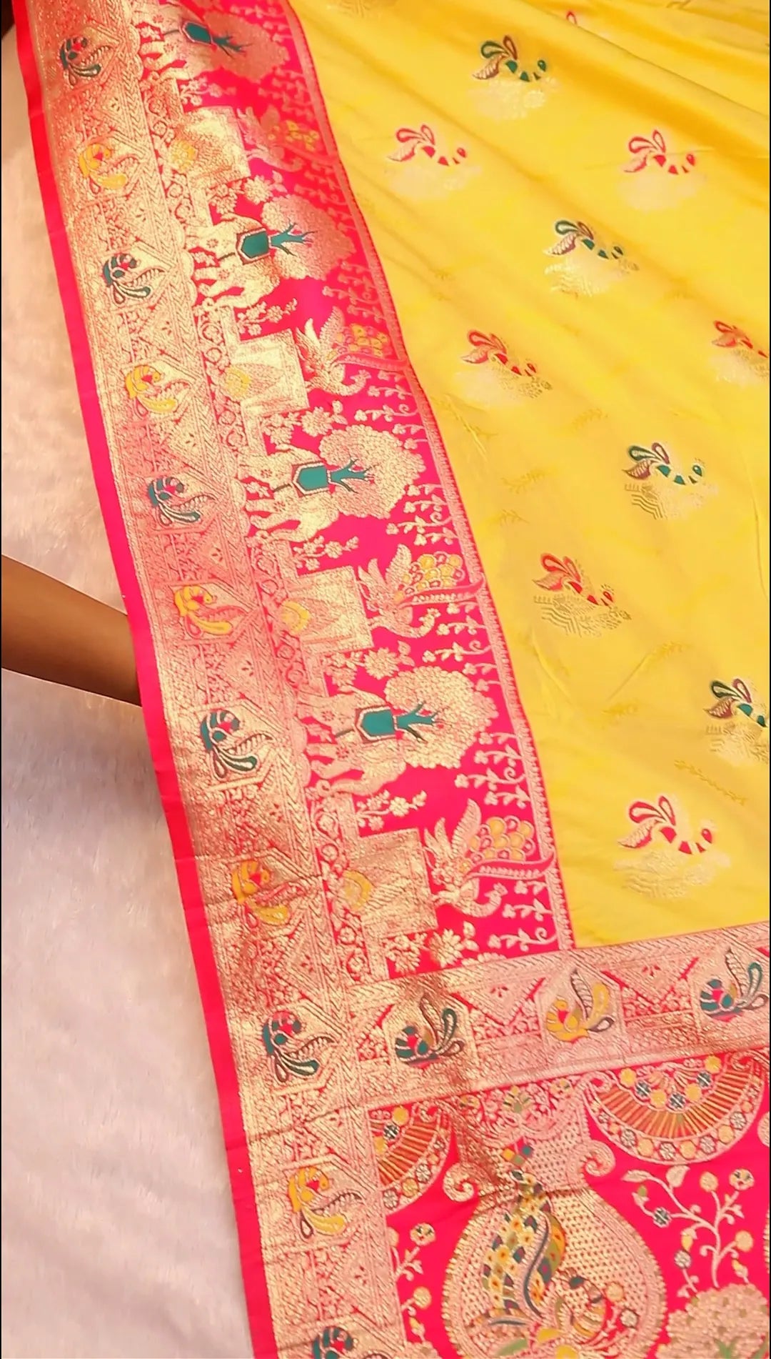 Varnika Yellow Pink Paithani Saree